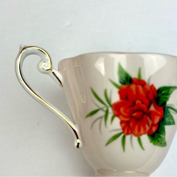 Royal Standard Radiance Teacup Saucer Artist F. F. Errill Red White Camellias - Picture 8 of 13